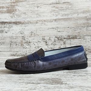 🟨Tod's Grey & Blue Leather Penny Loafer